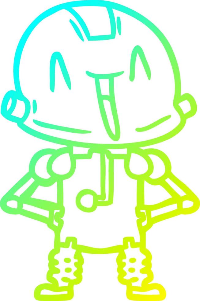 cold gradient line drawing cartoon robot vector