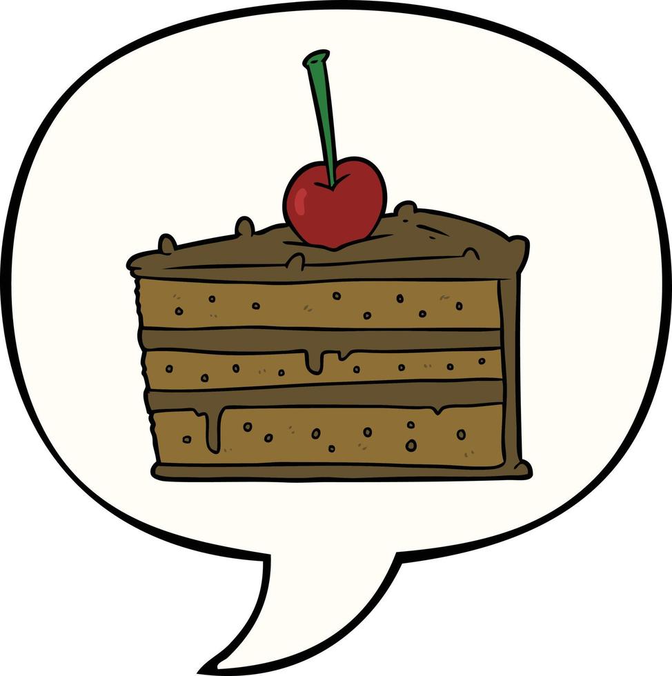 cartoon tasty chocolate cake and speech bubble vector