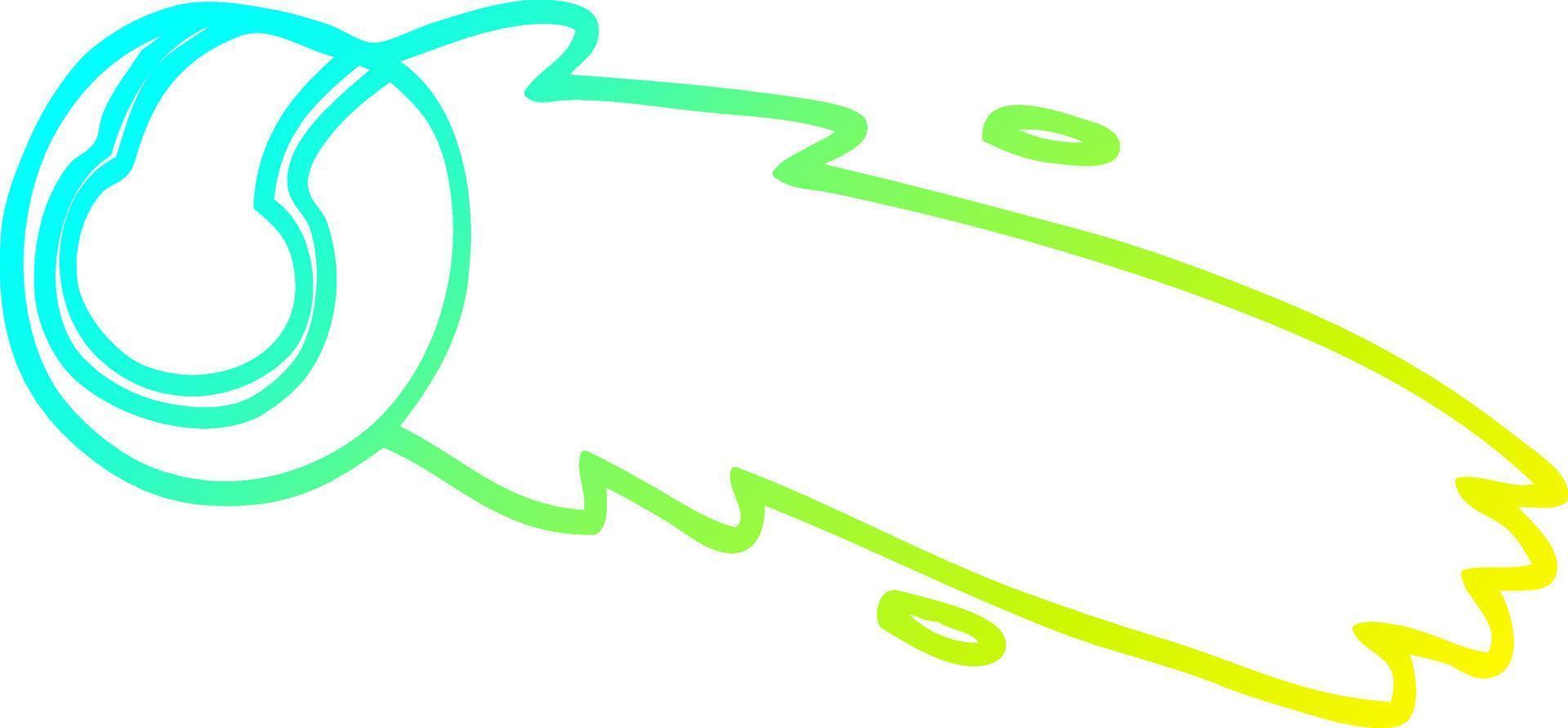 cold gradient line drawing cartoon flying tennis ball vector