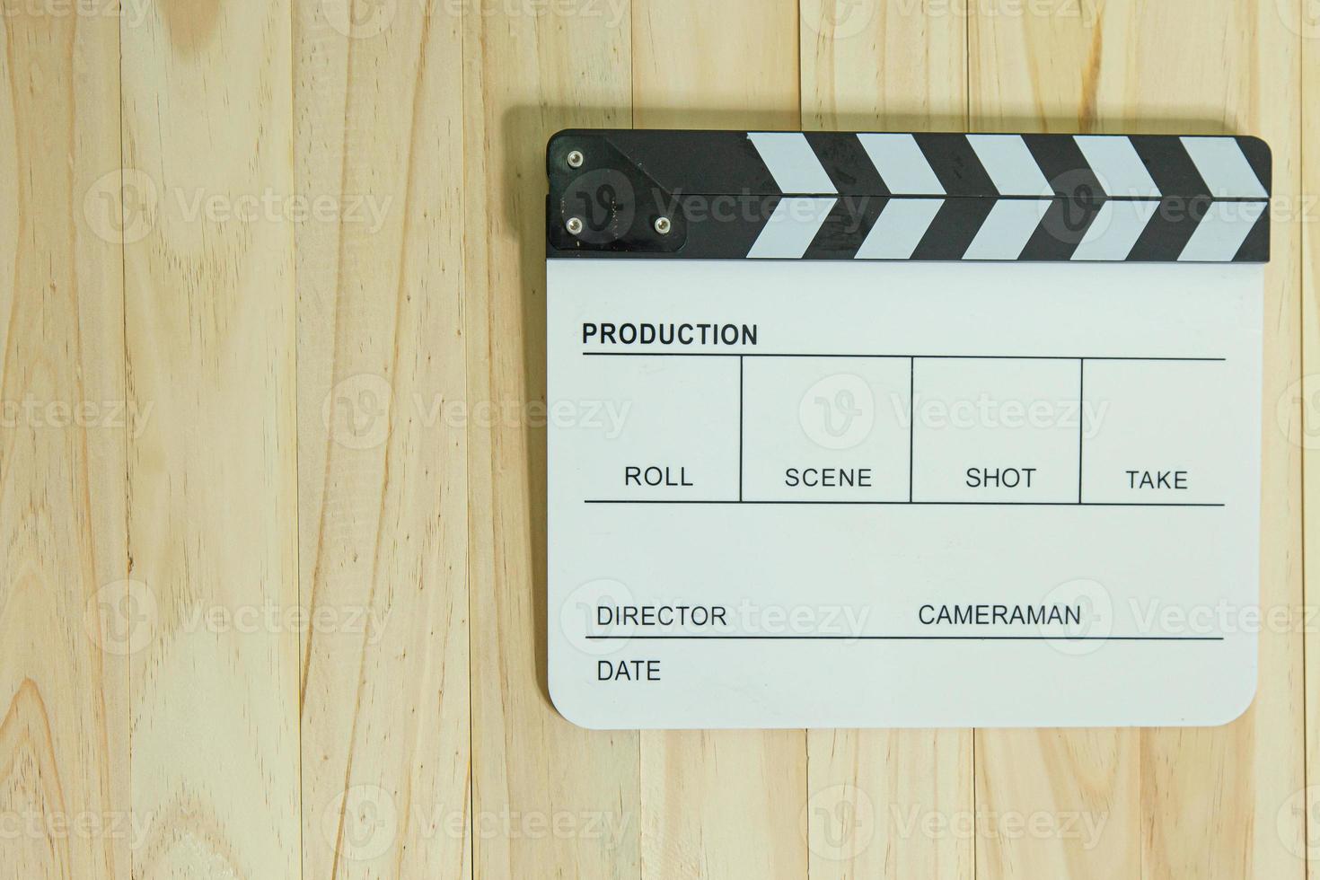 movie slate on wood for movie content. photo