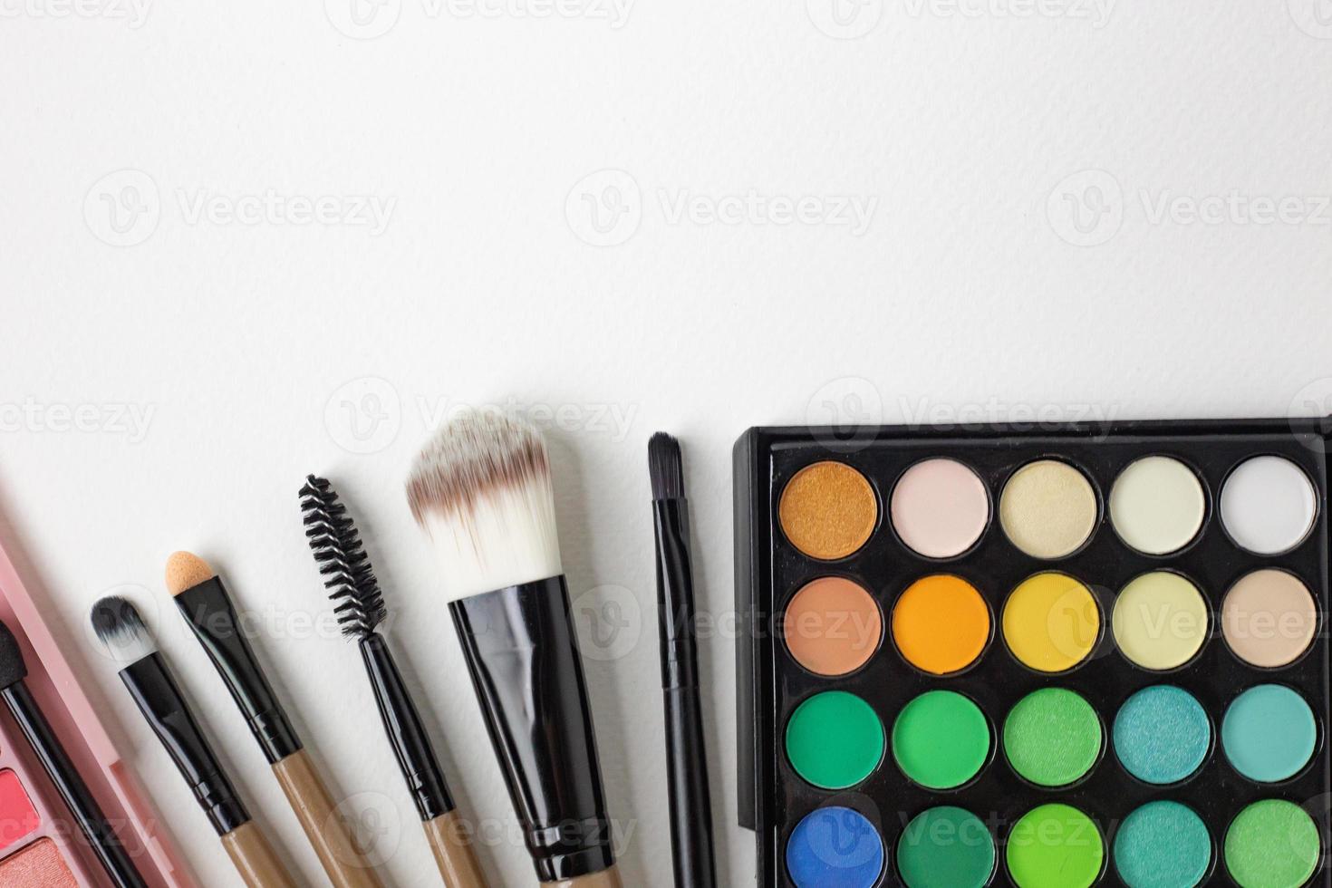 The cosmetic flat lay on white background. photo