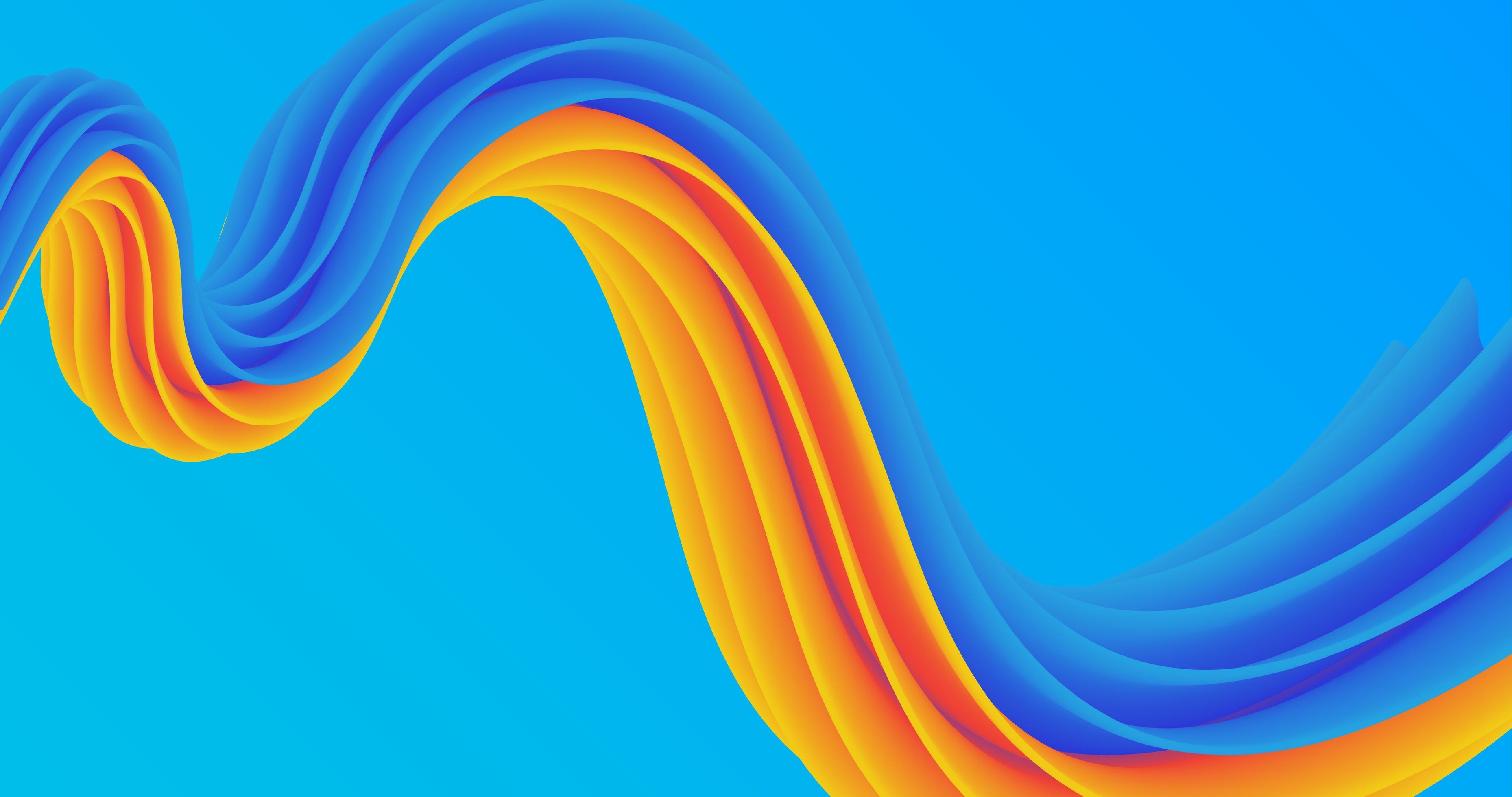 abstract design using a wave pattern that has a 3d effect that is yellow  and blue. This design can be used for the background of various products  such as web, laptop wallpaper,
