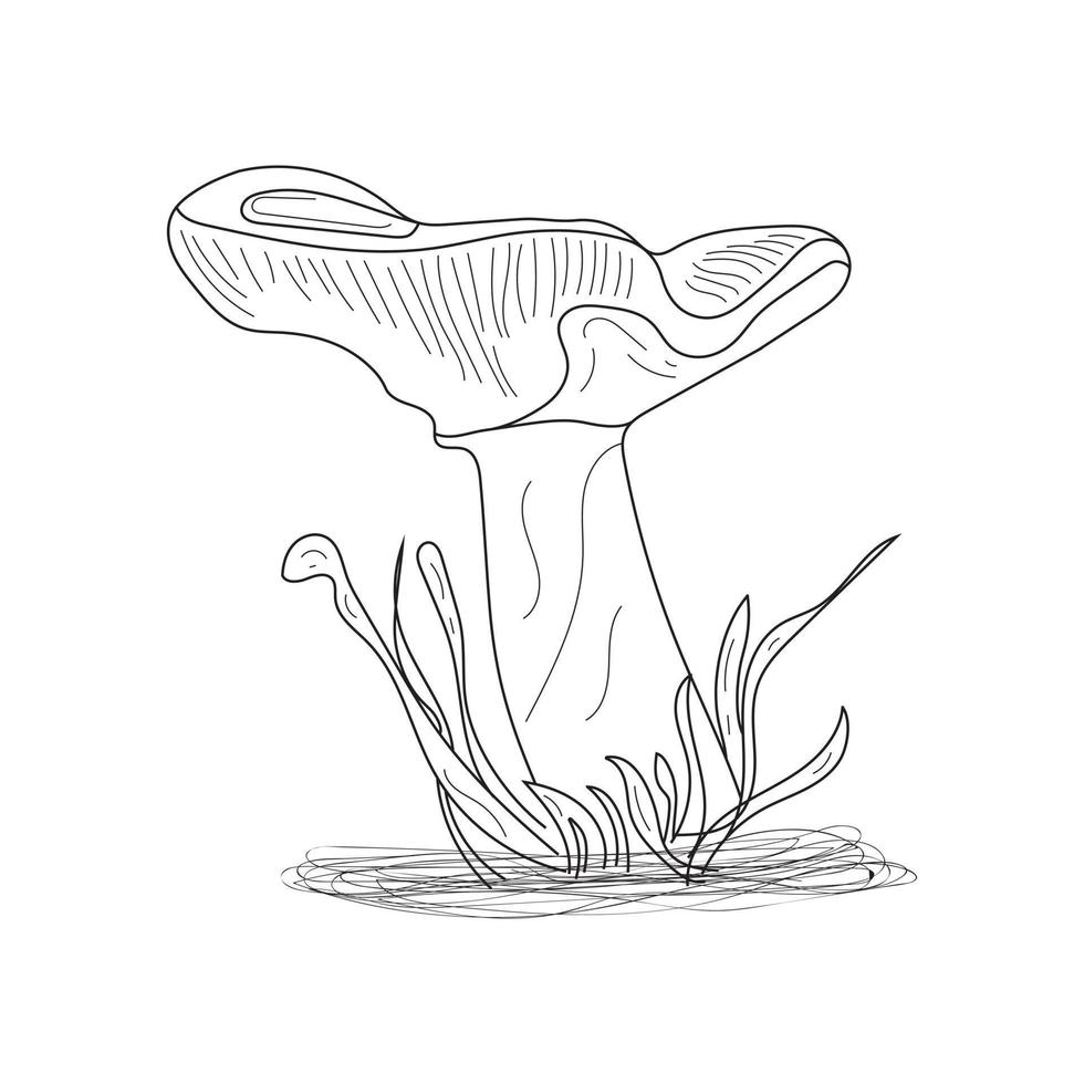 Abstract mushrooms line art. A symbol of the autumn, forest, and harvest vector