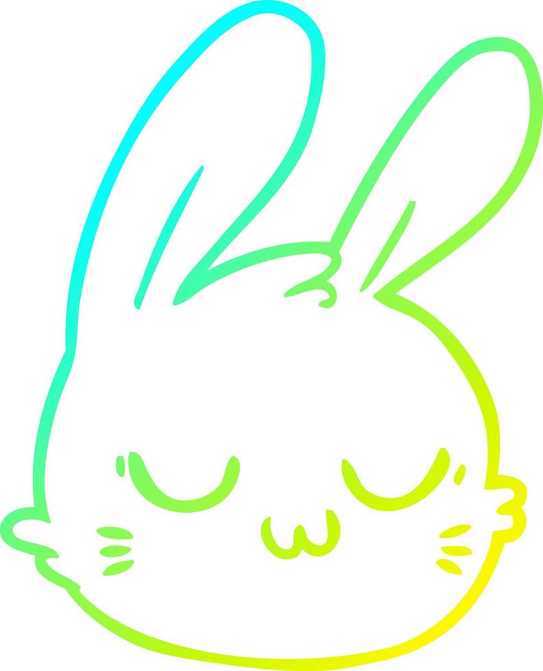 cold gradient line drawing cartoon rabbit face vector