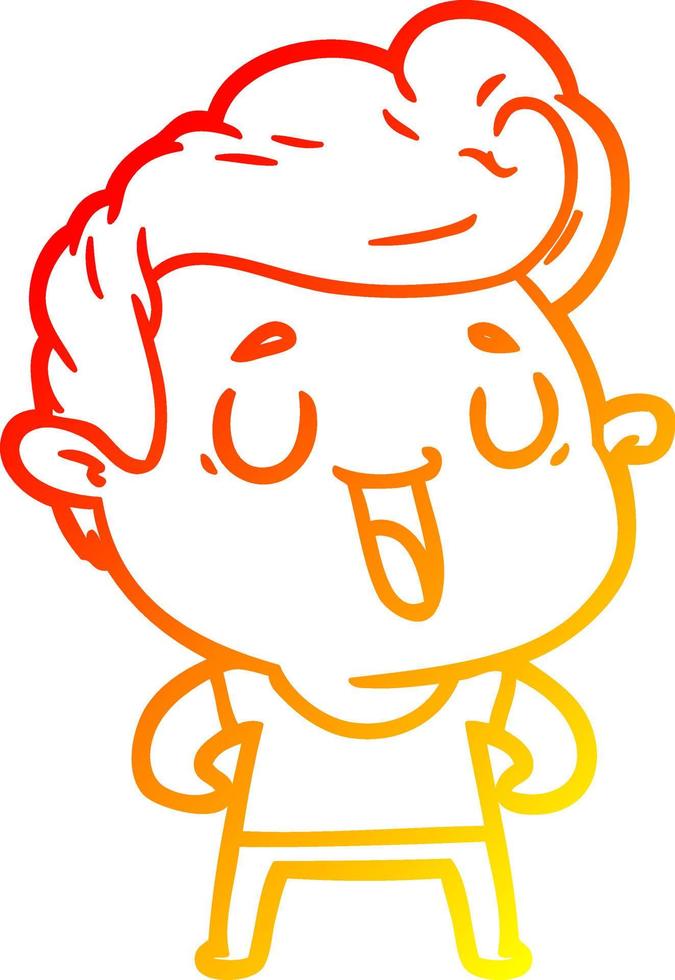 warm gradient line drawing happy cartoon man vector