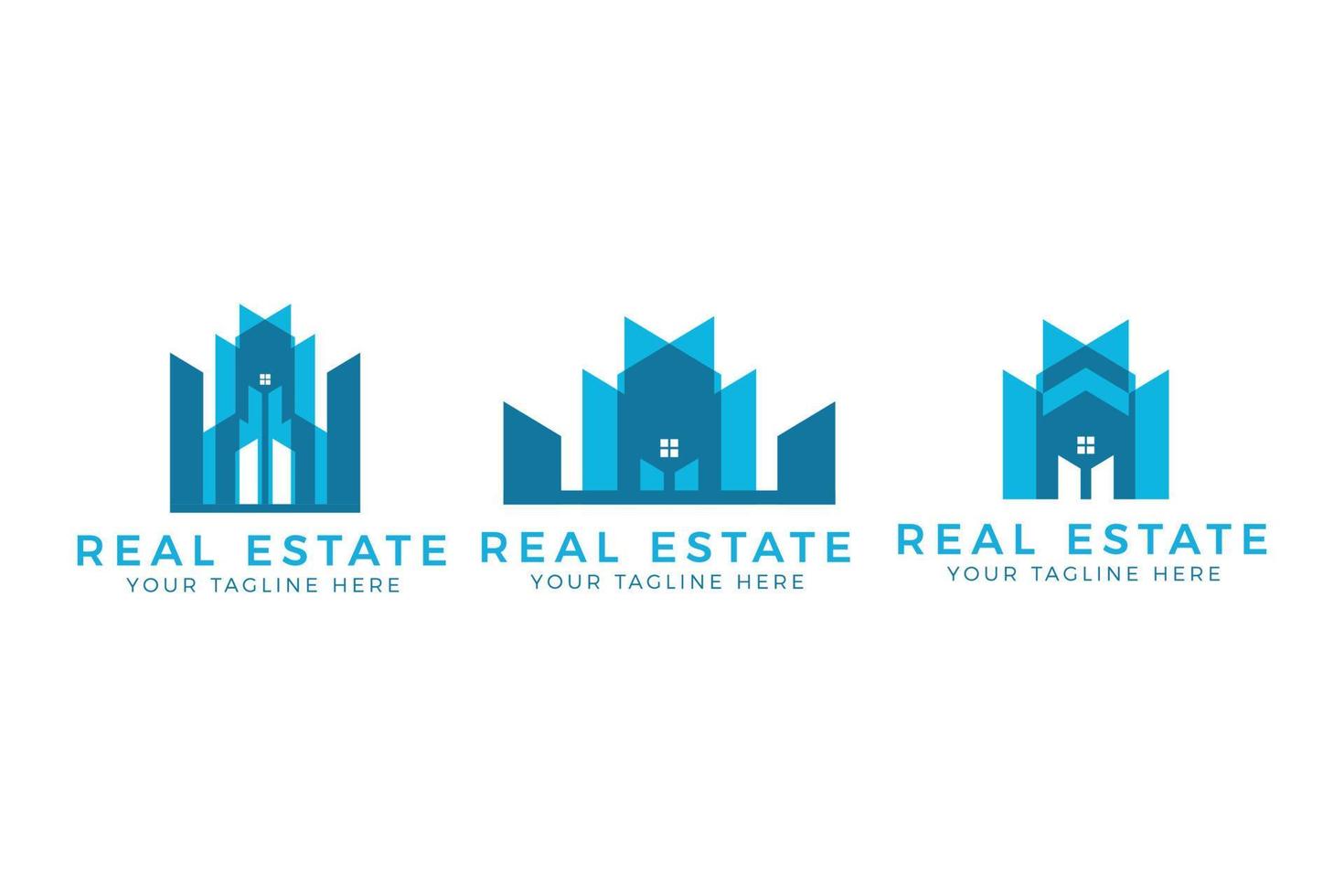 Modern real estate, blue building design, Style home logo template vector