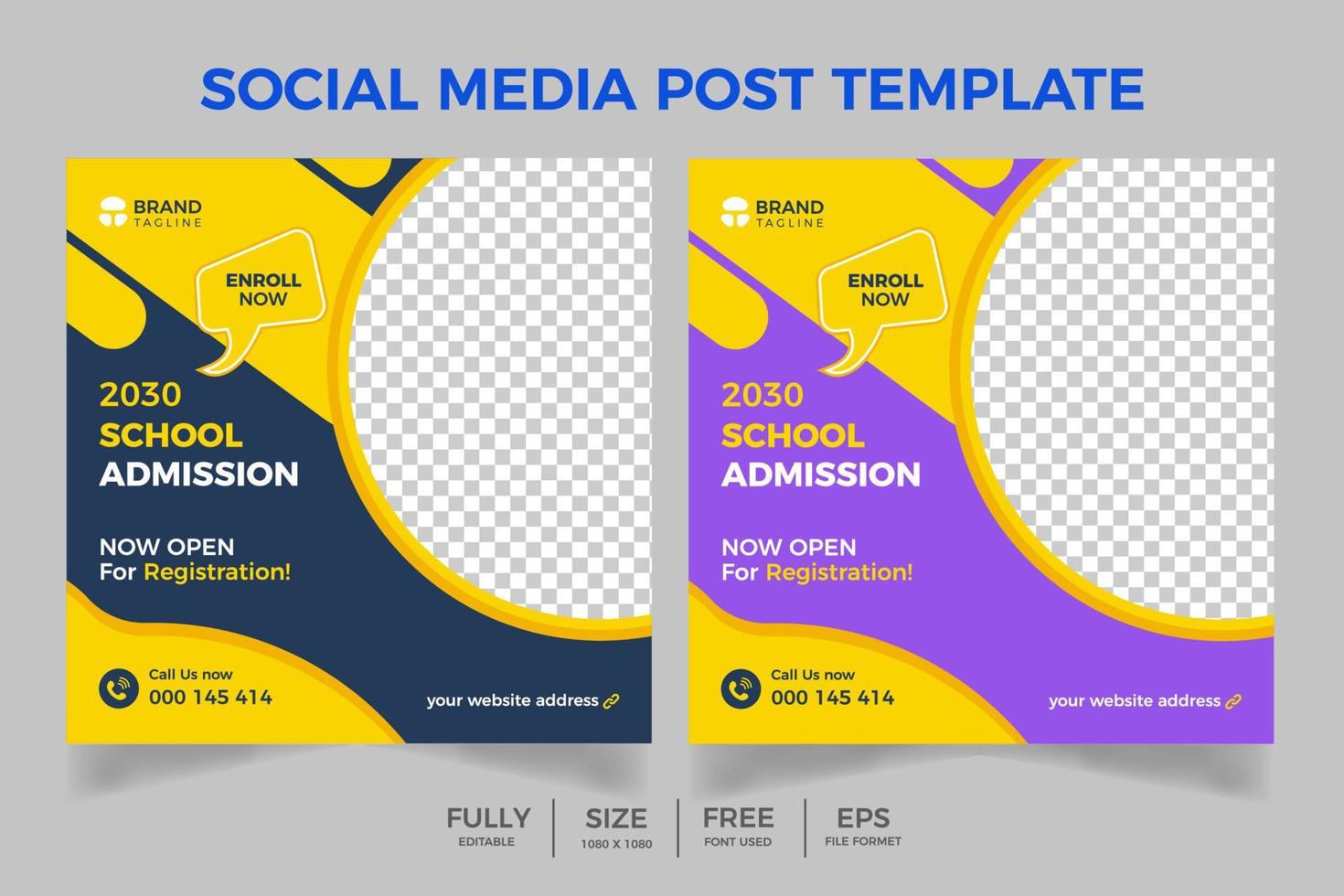 Education Social Media Post Banner, School admission promotion social media post design, School Admission Social Media Post design template vector