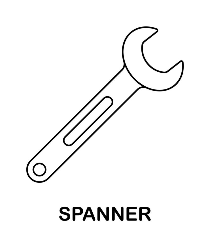 Coloring page with Spanner for kids vector