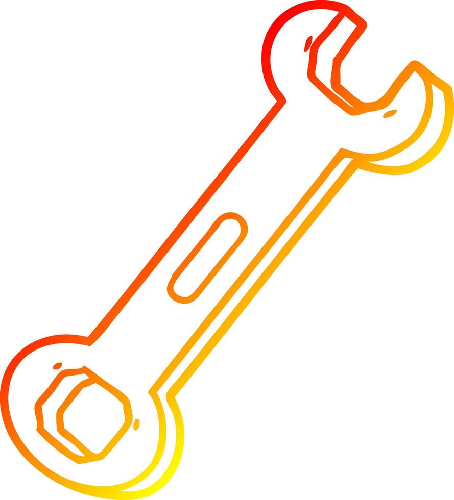 warm gradient line drawing cartoon spanner vector