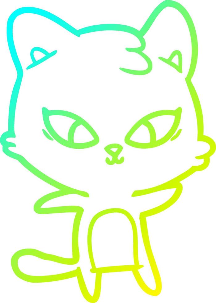 cold gradient line drawing cute cartoon cat vector