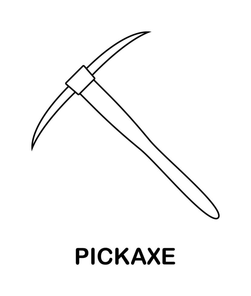 Coloring page with Pickaxe brush for kids vector