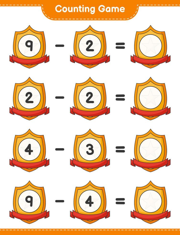 Count and match, count the number of Trophy and match with the right numbers. Educational children game, printable worksheet, vector illustration