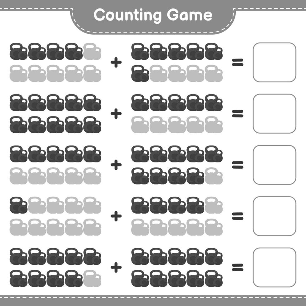 Count and match, count the number of Dumbbell and match with the right numbers. Educational children game, printable worksheet, vector illustration