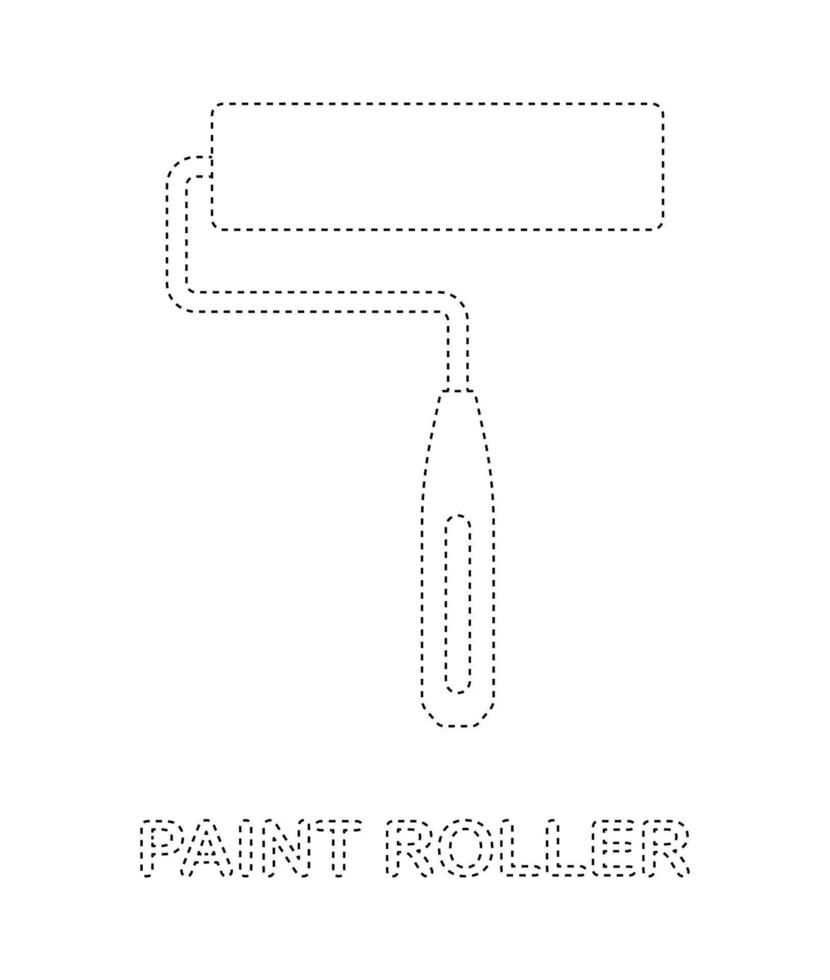 Paint roller tracing worksheet for kids vector