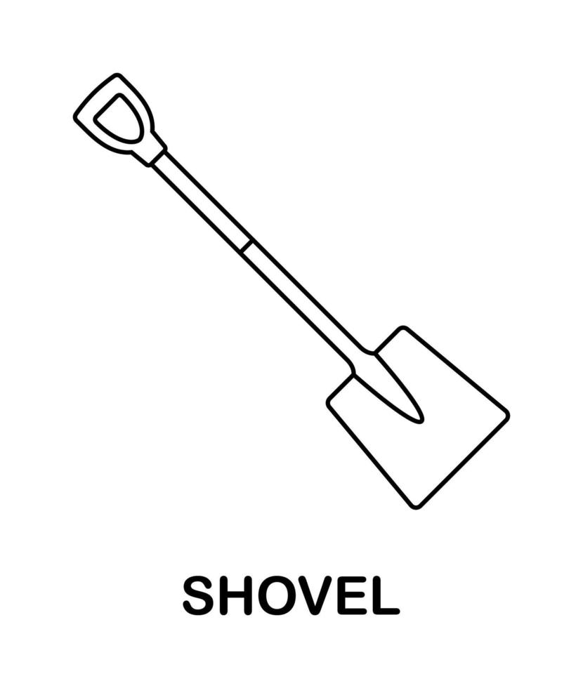 Coloring page with Shovel for kids vector