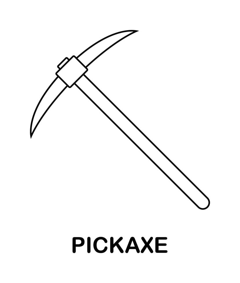 Coloring page with Pickaxe brush for kids vector