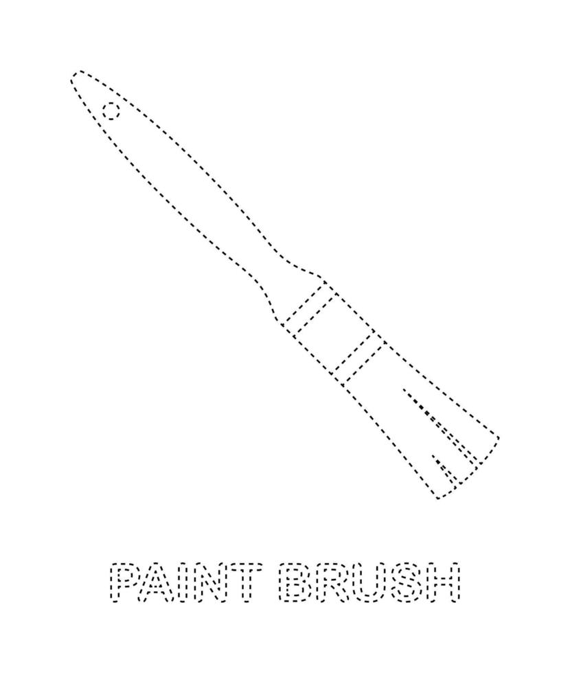 Paint brush tracing worksheet for kids vector