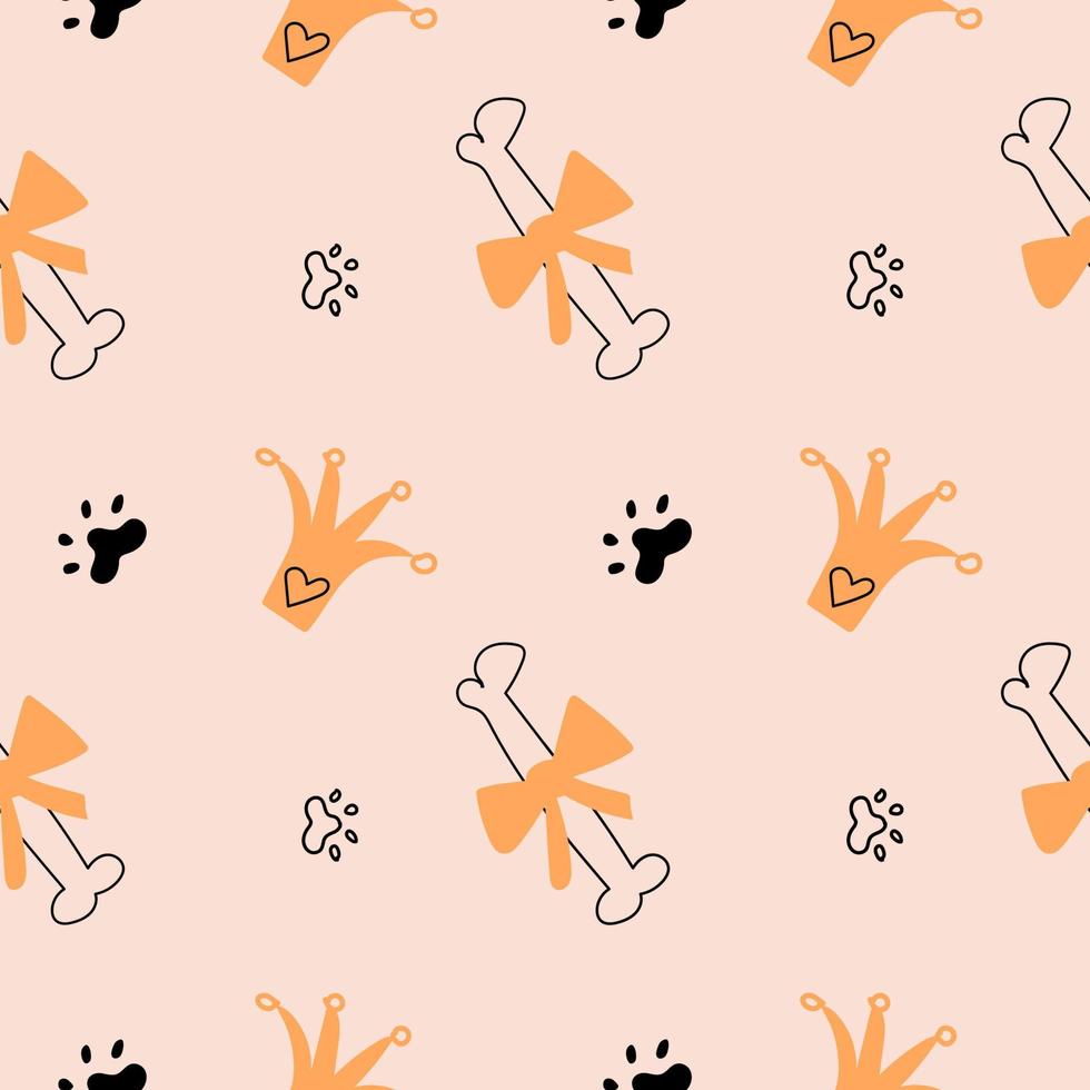 Seamless vector pattern with bones and bows.