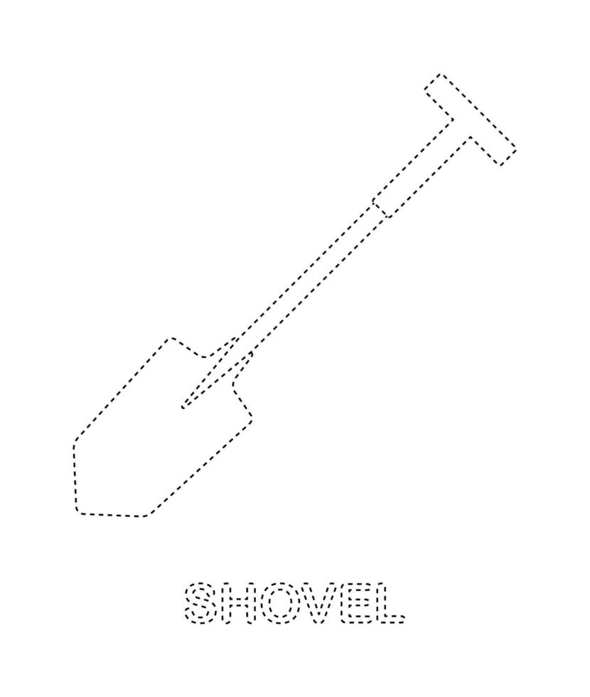 Shovel tracing worksheet for kids vector