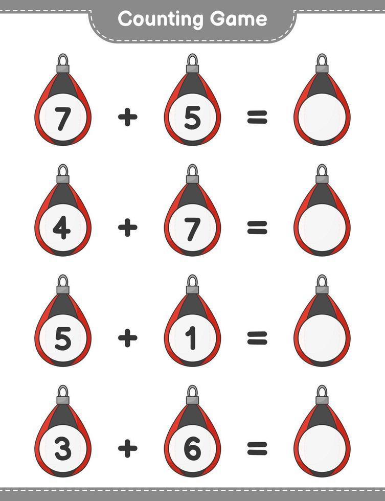 Count and match, count the number of Punching Bag and match with the right numbers. Educational children game, printable worksheet, vector illustration