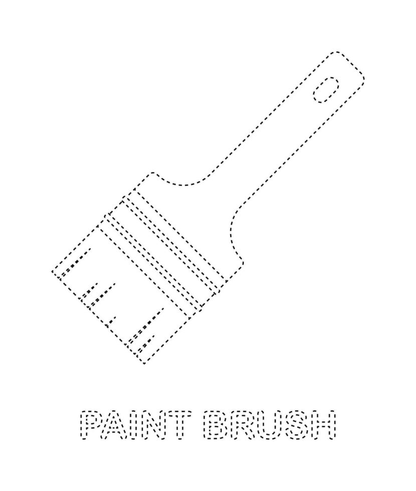 Paint brush tracing worksheet for kids vector