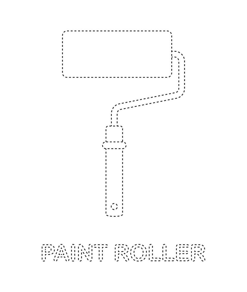 Paint roller tracing worksheet for kids vector