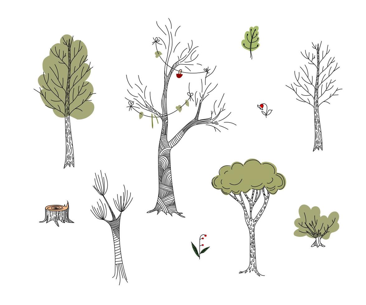 Beautiful set with trees, great design for any purposes. vector