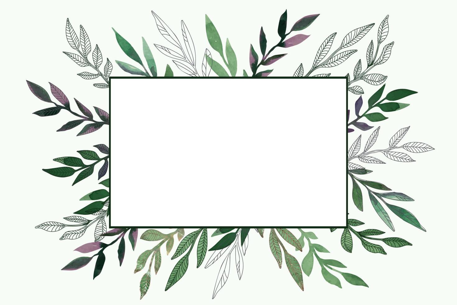 Vector frame with watercolor leaves. For invitations to a wedding, a bachelorette party, a boho party, a conservationist party.