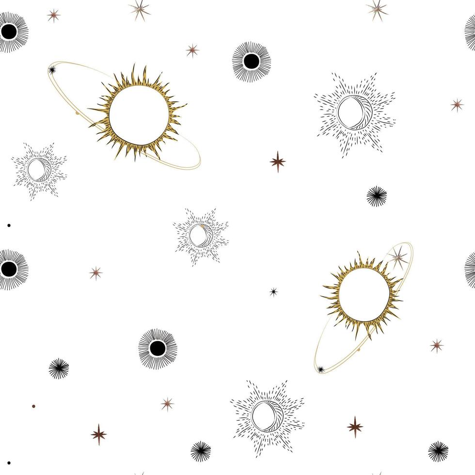 Doodle astronomical pattern for fabric design. Space pattern vector