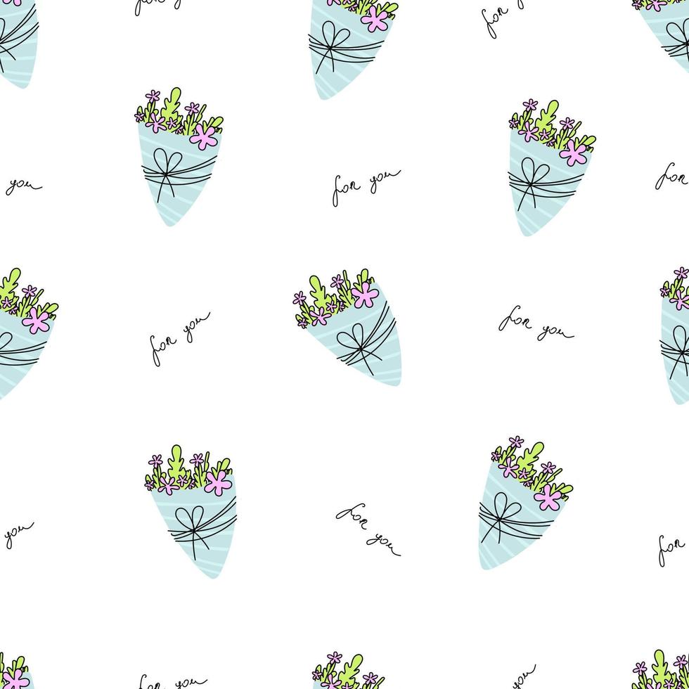 Love seamless pattern in hand drawn style on white background. vector