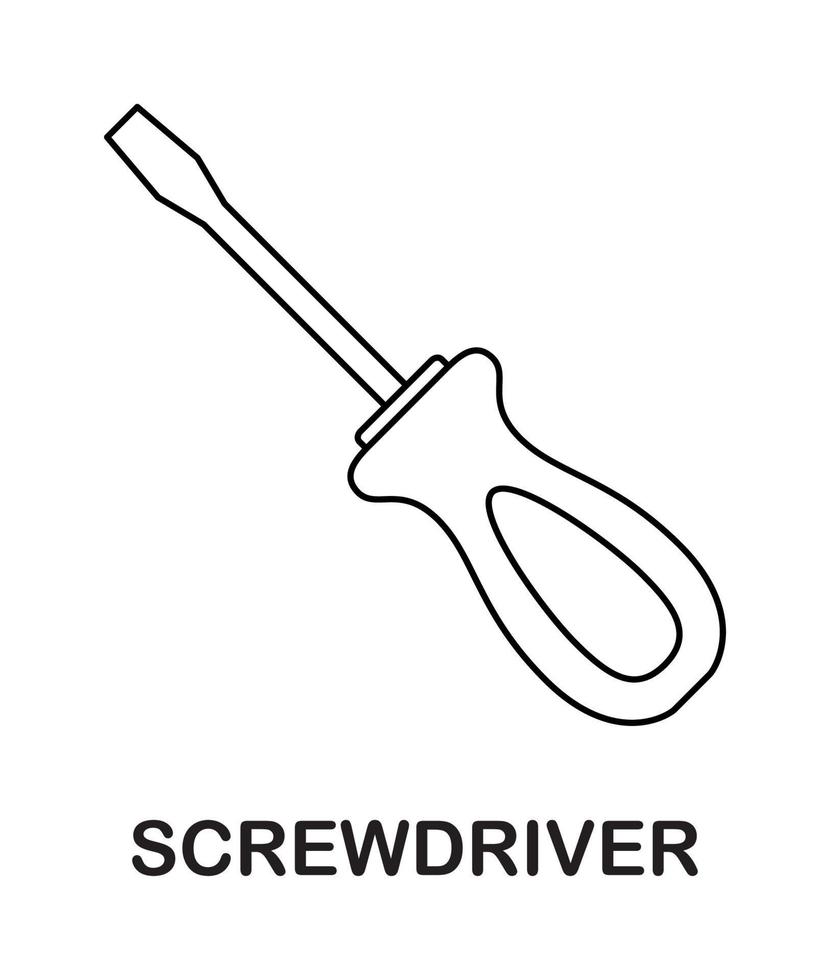 Coloring page with Screwdriver for kids vector