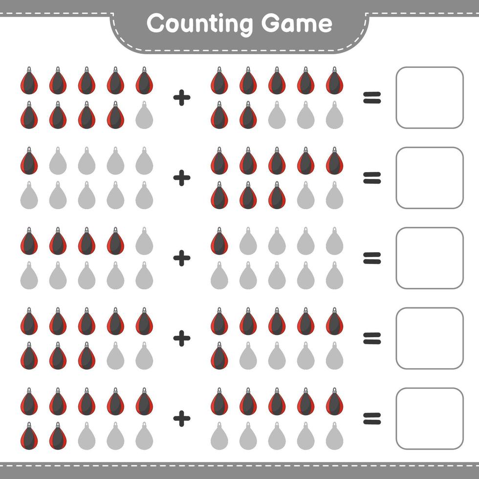 Count and match, count the number of Punching Bag and match with the right numbers. Educational children game, printable worksheet, vector illustration
