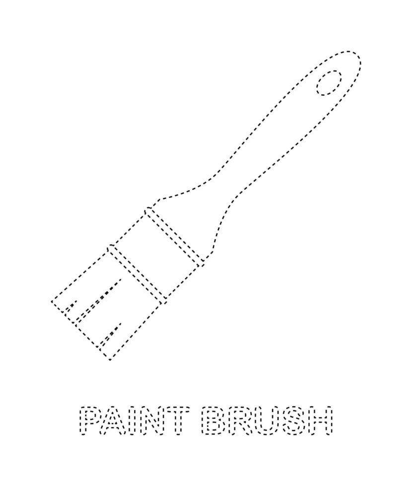 Paint brush tracing worksheet for kids vector