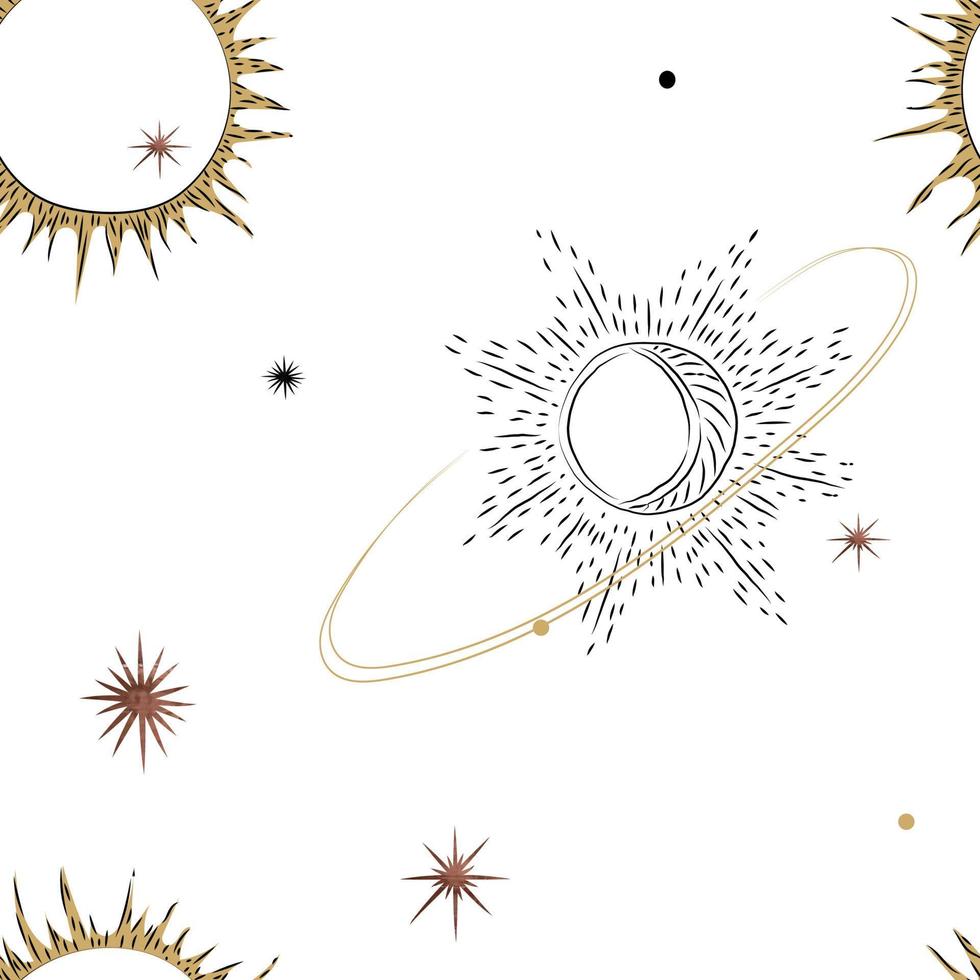 Doodle astronomical pattern for fabric design. Space pattern. vector