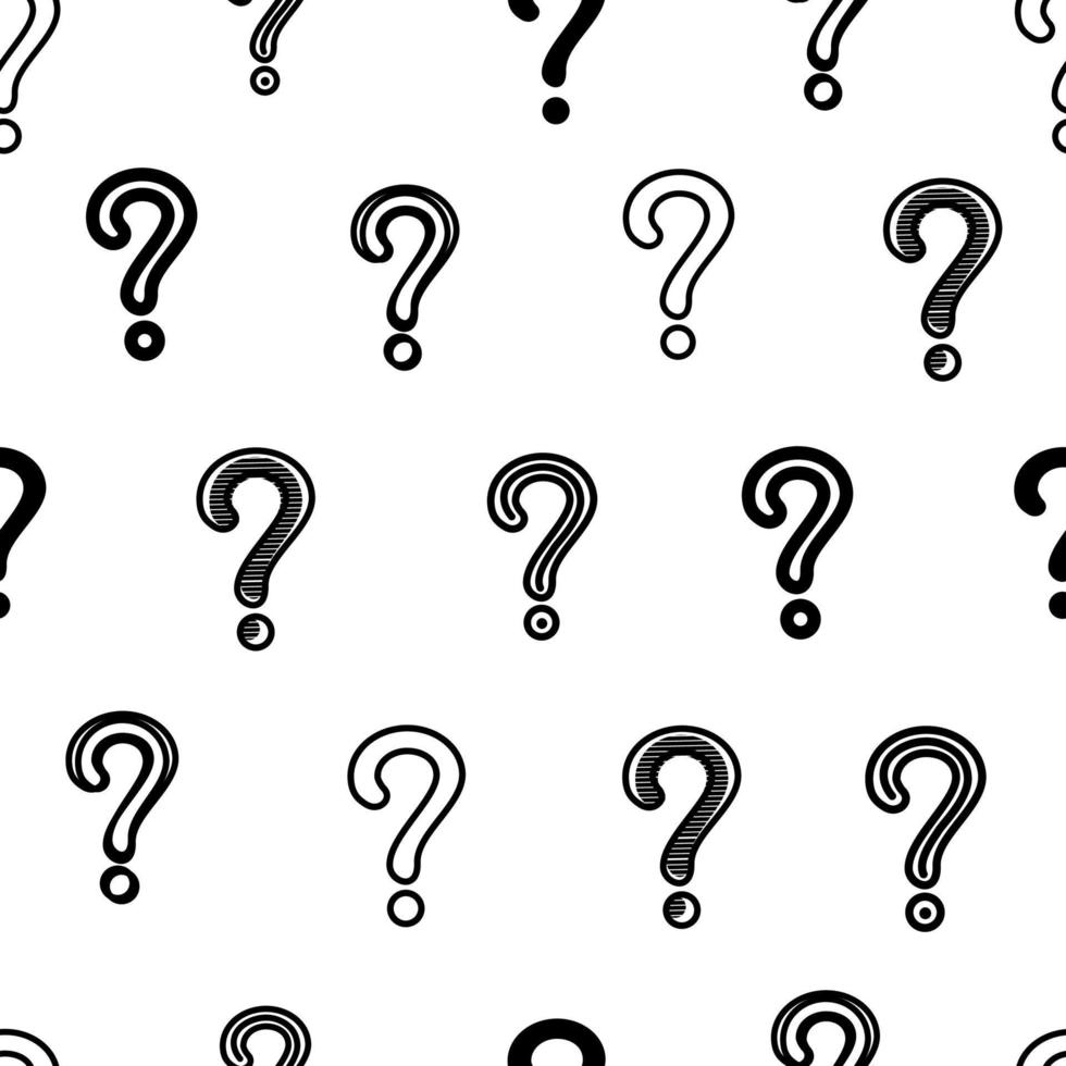 Seamless pattern with question marks in black and white. vector