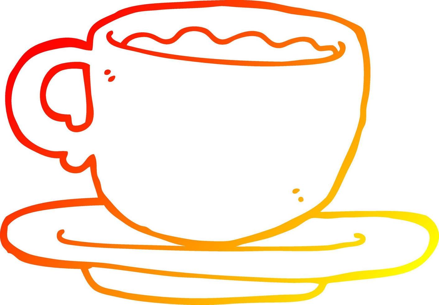 dibujo de línea de gradiente cálido taza de té de dibujos animados vector