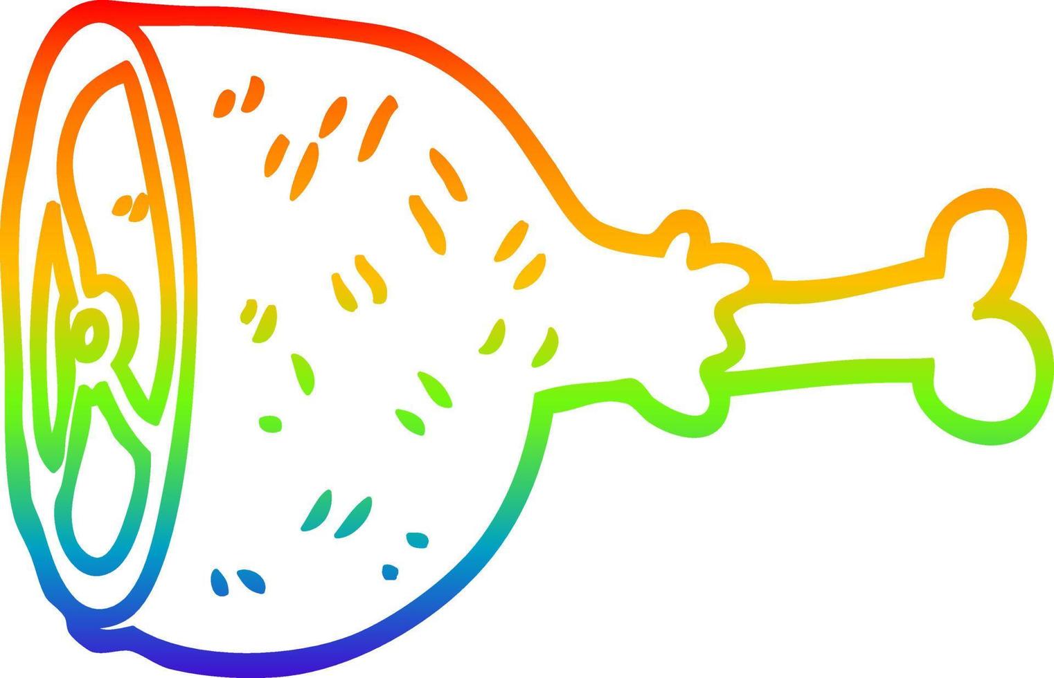 rainbow gradient line drawing cartoon well cooked meat vector