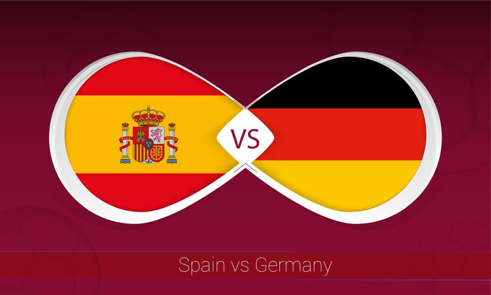 Spain vs Germany in Football Competition, Group A. Versus icon on