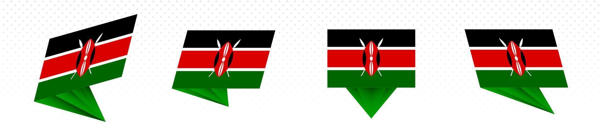 Flag of Kenya in modern abstract design, flag set. vector