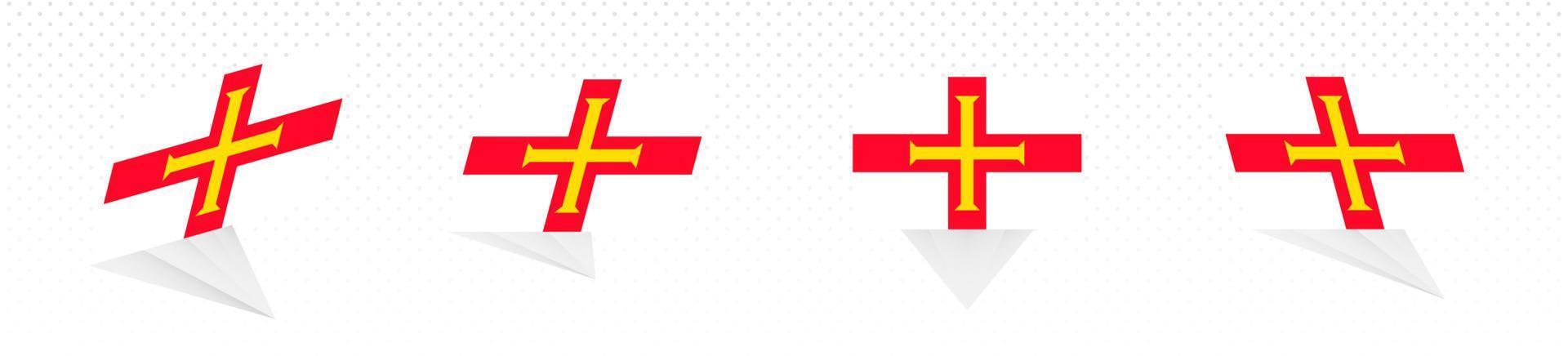 Flag of Guernsey in modern abstract design, flag set. vector