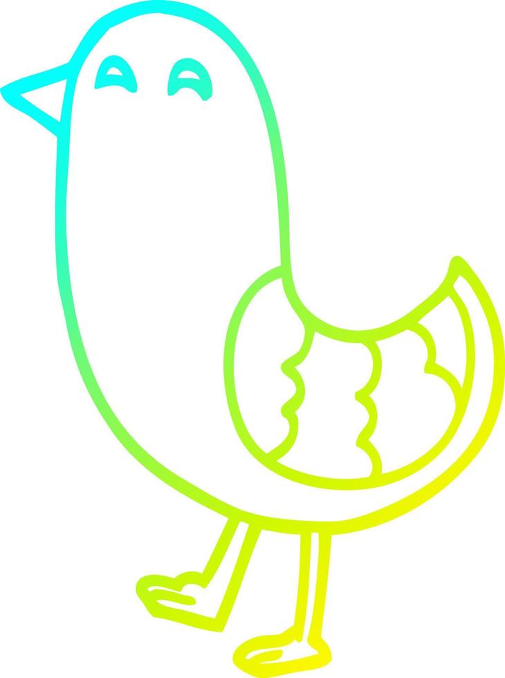 cold gradient line drawing cartoon red bird vector