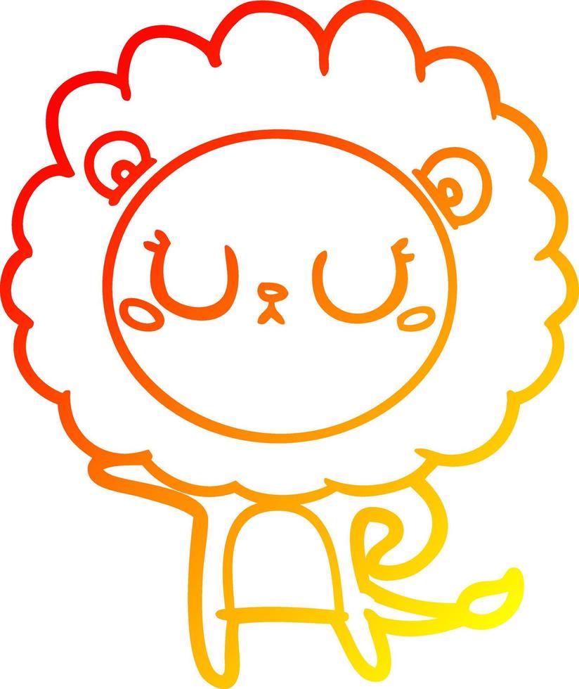 warm gradient line drawing cartoon lion vector