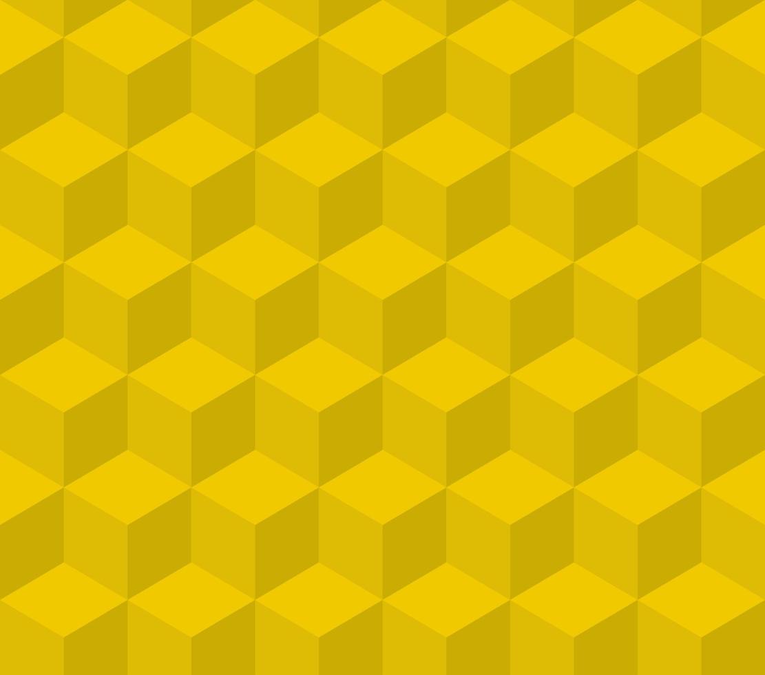 Isometric yellow square seamless pattern. Pattern included in swatch. vector