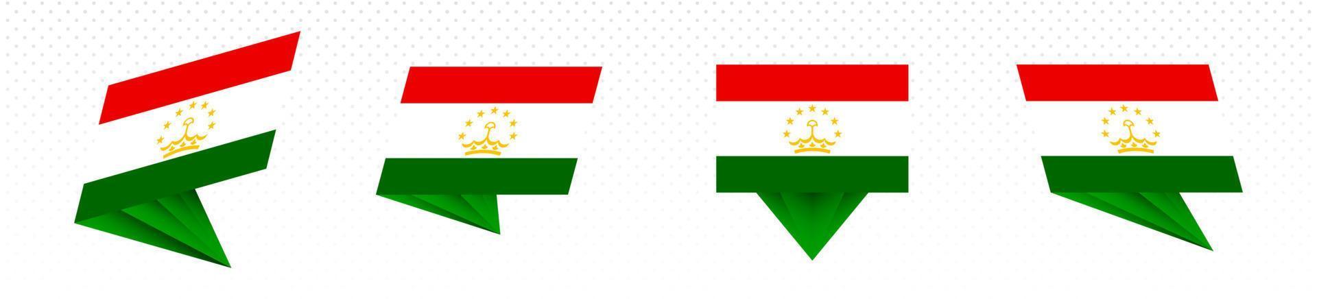 Flag of Tajikistan in modern abstract design, flag set. vector