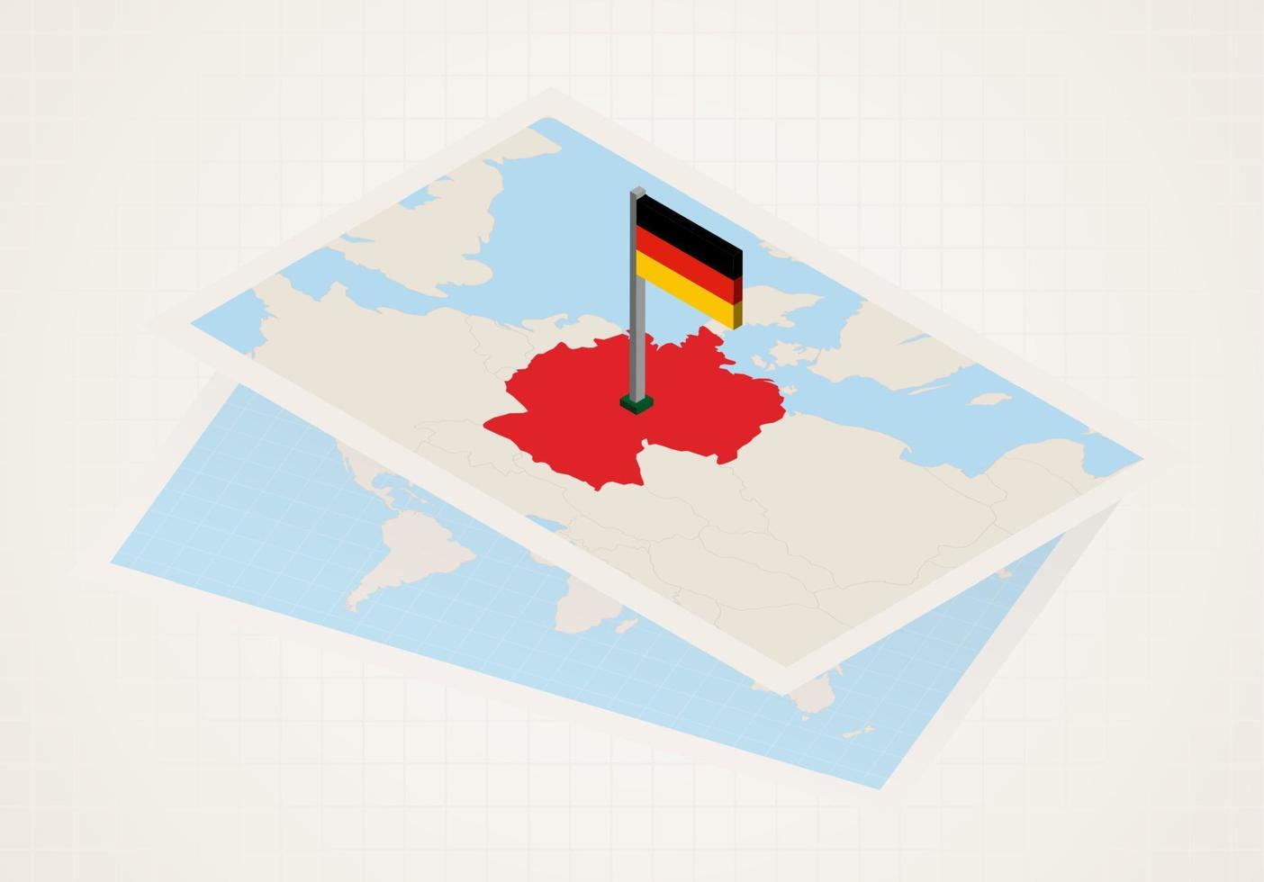 alemania seleccionada en el mapa con bandera isométrica de alemania. vector