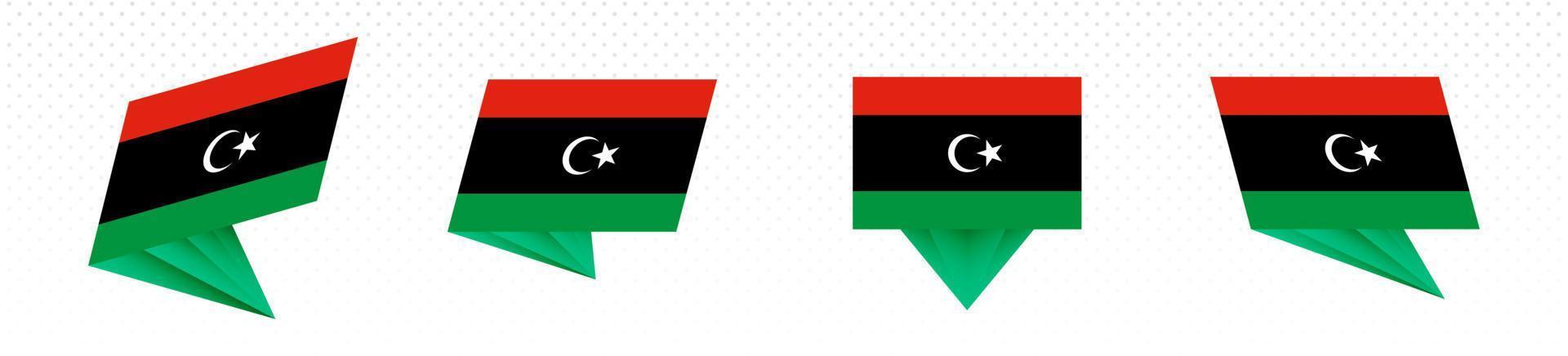 Flag of Libya in modern abstract design, flag set. vector
