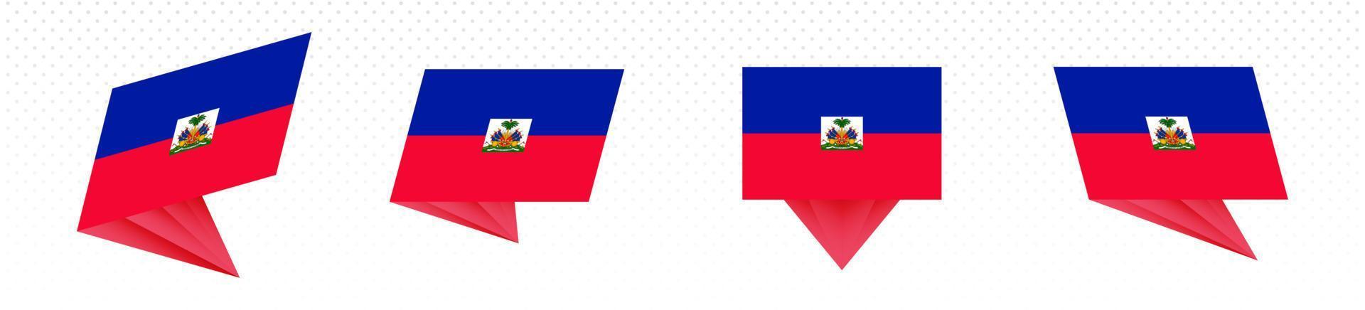 Flag of Haiti in modern abstract design, flag set. vector