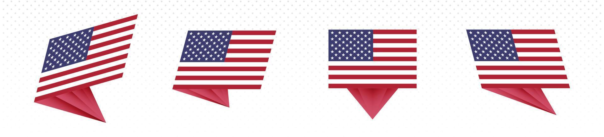 Flag of USA in modern abstract design, flag set. vector