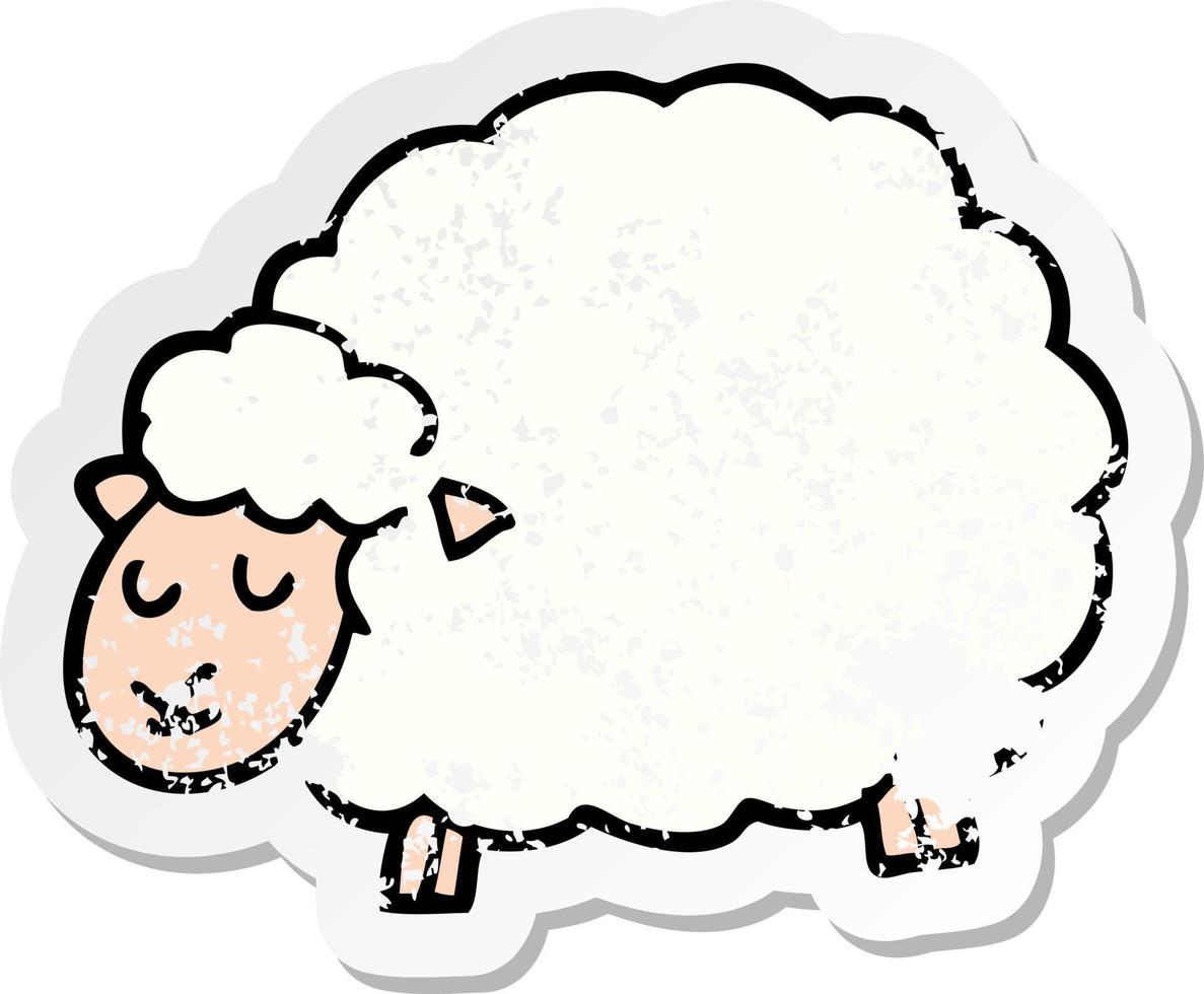 distressed sticker of a cartoon sheep vector