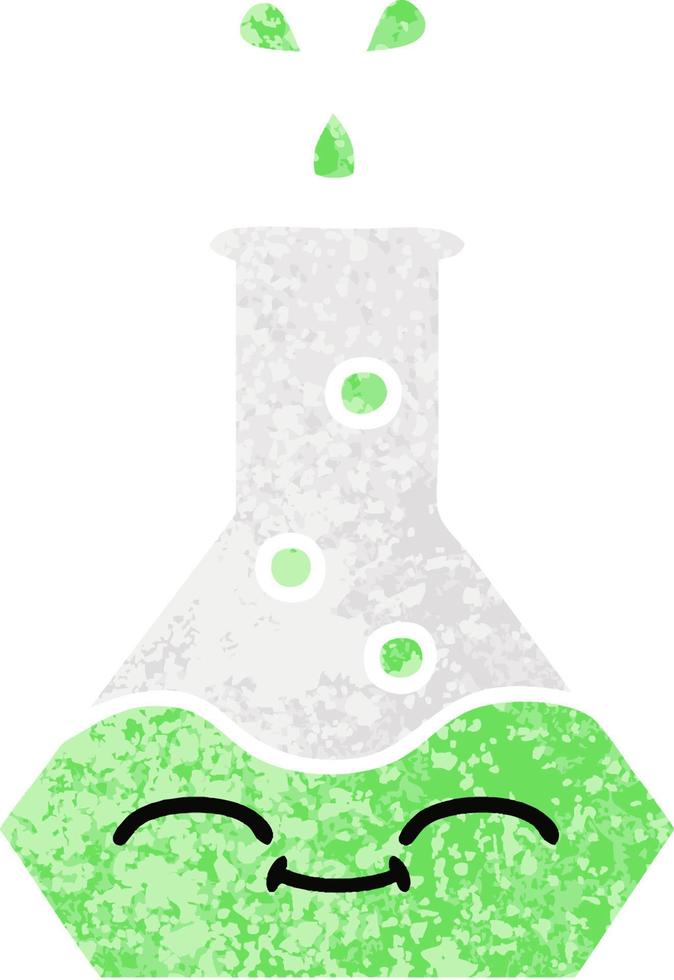 retro illustration style cartoon science beaker vector